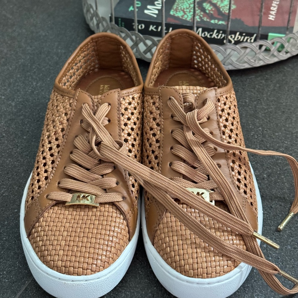 Michael Kors Tan Sneakers with Perforated Design